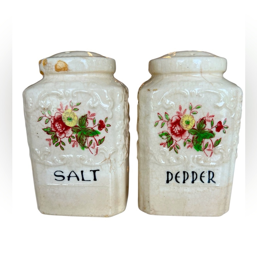 Large Vintage Transferware Salt & Pepper Shakers, Made in Japan